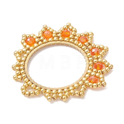 4Pcs Glass Seed Beaded Flower Pendants PALLOY-MZ01237-1