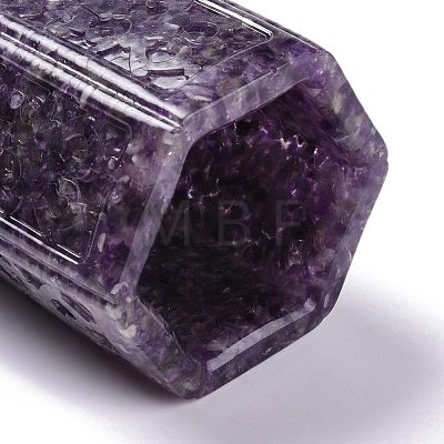 Resin with Natural Amethyst Chip Stones Pen Holder DJEW-F015-02B-1