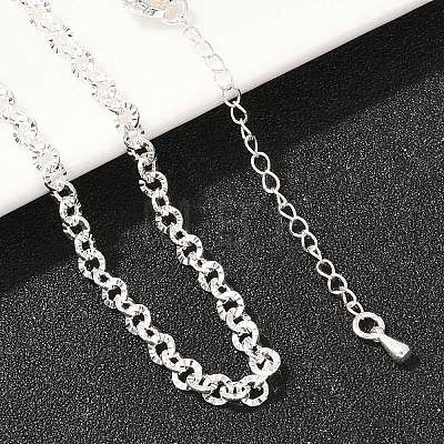 4MM Brass Textured Rolo Chain Necklaces for Men Women NJEW-L012-05S-1