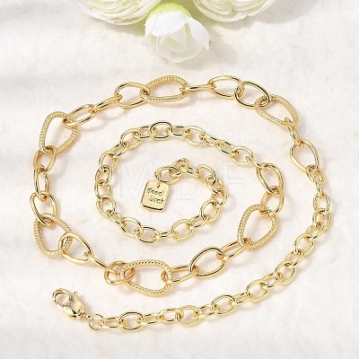 Brass Teardrop Link Chain Necklaces NJEW-L013-14G-1