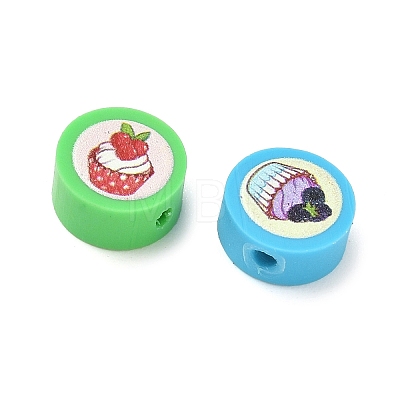 Printed Handmade Polymer Clay Beads CLAY-I016-08A-1