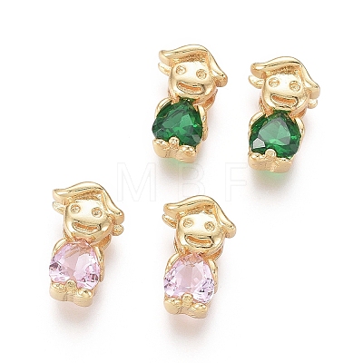 Golden Plated Brass Charms ZIRC-L087-026G-1