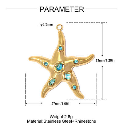 304 Stainless Steel with Rhinestone Pendants RB-OY001-60G-02-1