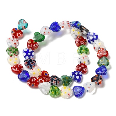 Handmade Millefiori Glass Heart Bead Strands LK-U001-03-1