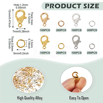400pcs 4 Colors Alloy Lobster Claw Clasps FIND-TA0008-94-1