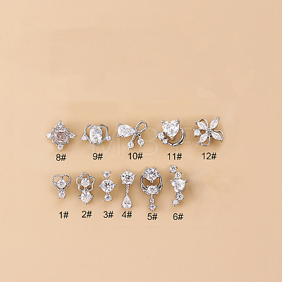 316L Surgical Stainless Steel Micro Pave Clear Cubic Zirconia L-Shaped Nose Rings WGD2F1E-05-1