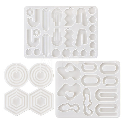 3Pcs 3 Style Hexagon & Round & Irregular Shape DIY Pendant Silicone Molds DIY-TA0006-40-1