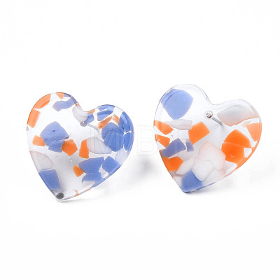 Acrylic Heart Stud Earrings with 316 Stainless Steel Pins for Women EJEW-N050-04-1