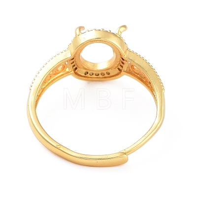 Rack Plating Oval Brass Micro Pave Cubic Zirconia Adjustable Ring Components KK-Q819-06G-1