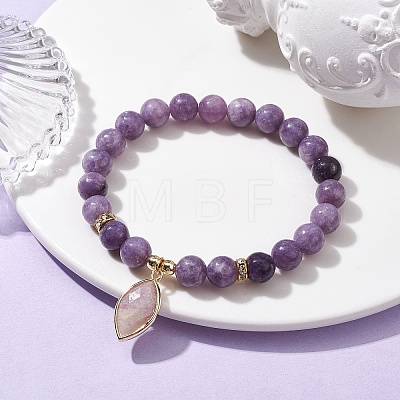 Natural Lilac Jade Stretch Bracelets BJEW-JB10092-04-1