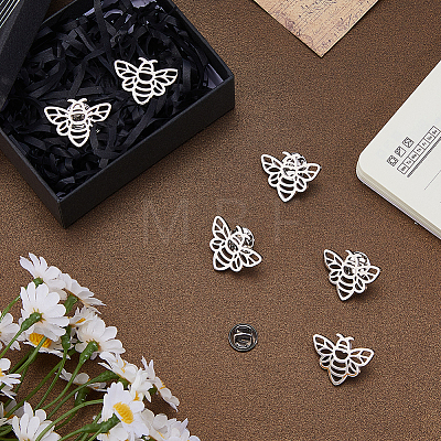 6Pcs Bees 304 Stainless Steel Lapel Pin Backs for Backpack Clothes JEWB-FH0003-11P-1