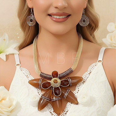 Aluminum & Resin Flower Statement Jewelry Set WGDD658-02-1