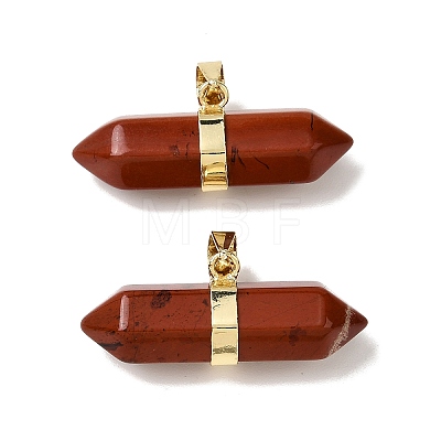 Natural Red Jasper Double Terminal Pointed Pendants G-NH0001-15G-09-1