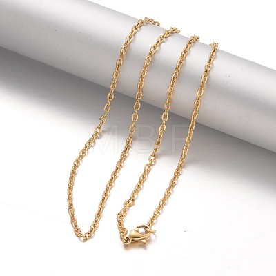 304 Stainless Steel Cable Chain Necklaces NJEW-F195-42-G-1