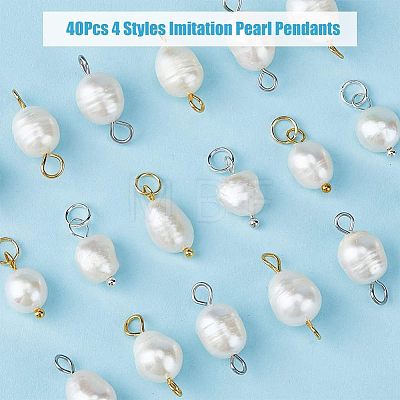 40Pcs 4 Styles Natural Cultured Freshwater Pearl Pendants FIND-FH0005-52-1