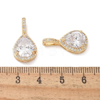 Brass Micro Pave Clear Cubic Zirconia Pendants X-KK-Q031-01G-1