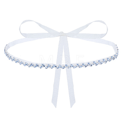 1Pc Rhinestone and White Imitation Pearl Leaf Polyester Belts for Dress AJEW-FG0005-76-1