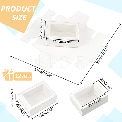 Foldable Paper Drawer Boxes with Clear Plastic Cover CON-WH0095-68B-03-1