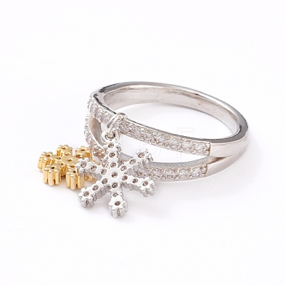 Brass Micro Pave Clear Cubic Zirconia Finger Rings RJEW-L098-005P-1