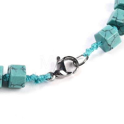 Synthetic Turquoise Hexagon Prism Graduated Beaded Necklaces for Women Men NJEW-K388-03I-1