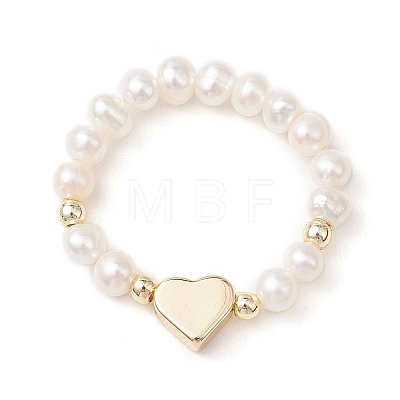 Adjustable Natural Cultured Freshwater Pearl Finger Rings for Women RJEW-JR00994-1
