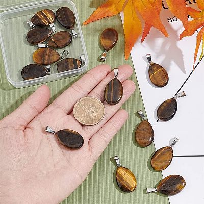 Unicraftale 16Pcs Natural Tiger Eye Pendants G-UN0001-05-1