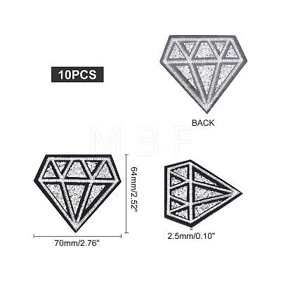 Diamond Computerized Embroidery Cloth Iron On/Sew On Patches AJEW-WH0029-39-1