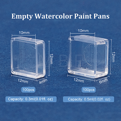 200Pcs 2 Styles Plastic Empty Watercolor Paint Pans AJEW-BC0004-16B-1