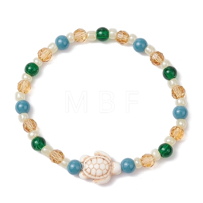 Synthetic Turquoise Beads Stretch Bracelets BJEW-JB11513-01-1