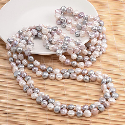 Natural Pearl Nuggets Beaded Necklace NJEW-P126-B-01B-01-1