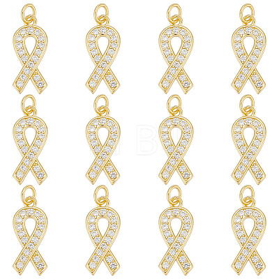 12Pcs Brass Micro Pave Clear Cubic Zirconia Pendants ZIRC-BC0001-29-1
