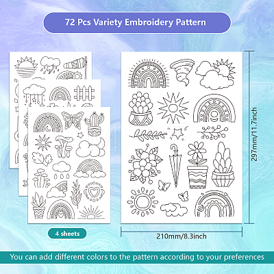 4 Sheets 11.6x8.2 Inch Stick and Stitch Embroidery Patterns DIY-WH0455-009-1