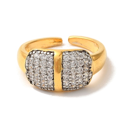 Brass Micro Pave Cubic Zirconia Cuff Rings for Women RJEW-G325-11E-GP-1