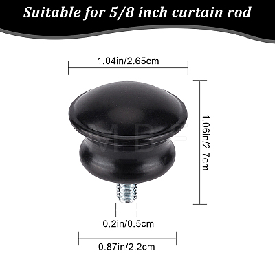 Plastic Round Curtain Rod Finials FIND-WH0097-11D-1