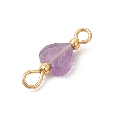 Natural Mixed Gemstone Heart Links Connector Charms PALLOY-JF05035-1