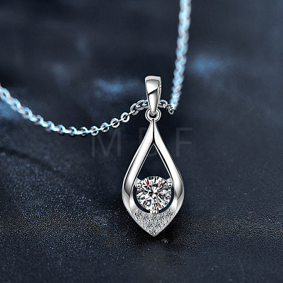 Teardrop 925 Sterling Silver Crystal Moissanite Pendant Necklaces for Women FS-WGA8F32-01-1