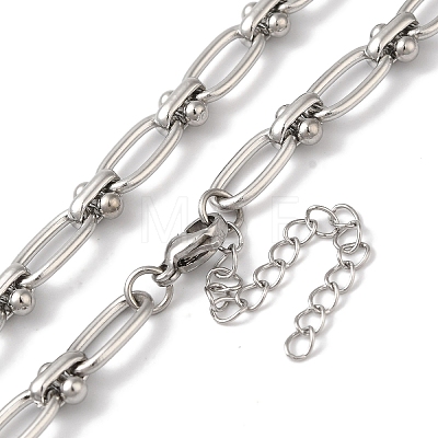 304 Stainless Steel Oval Links Necklace for Women NJEW-B107-07P-03-1