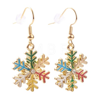 Alloy Enamel Snowflake Dangle Earrings for Christmas EJEW-JE04461-1