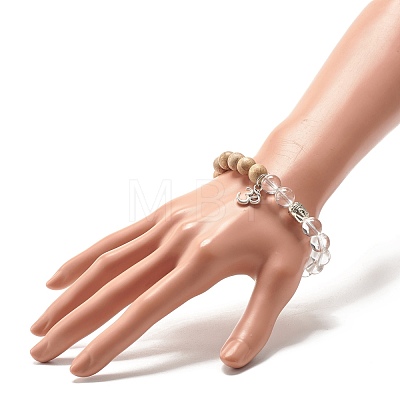 Aum/Om Symbol & Buddha Alloy Charm Bracelet for Teen Girl Women BJEW-JB07726-1