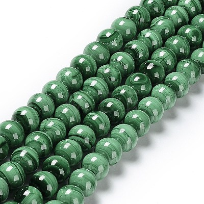 Natural Malachite Beads Strands G-F571-27AB1-6mm-1