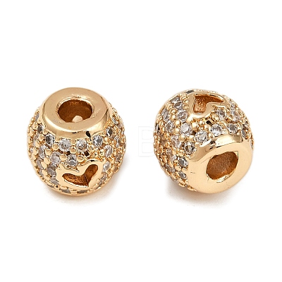Brass Micro Pave Cubic Zirconia Beads KK-F906-23G-1