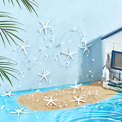 Resin Starfish & Pearl Garland AJEW-WH0410-335-1