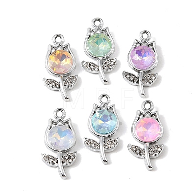 UV Plating Alloy Glass Pendants FIND-K032-08P-1