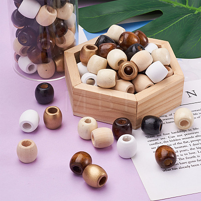 Craftdady 210Pcs 7 Style Unfinished Natural Wood Beads WOOD-CD0001-20-1