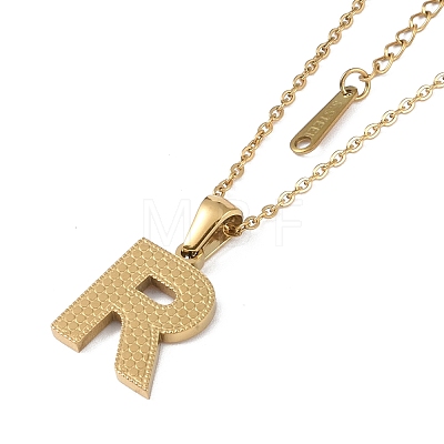 Ion Plating(IP) Initial Letter 304 Stainless Steel Pendant Necklaces NJEW-M199-01G-R-1