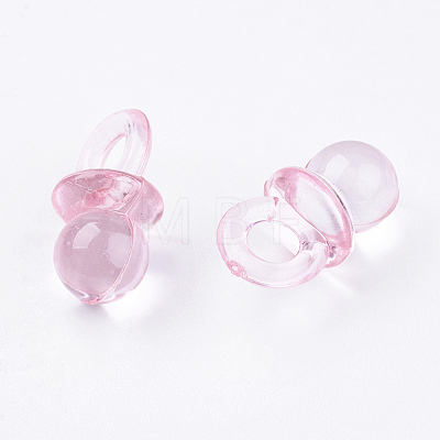 Pink Color Transparent Acrylic Baby Pacifier Pendants X-TACR-R16-4-1