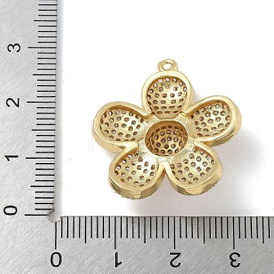 Rack Plating Brass Micro Pave Clear Cubic Zirconia Pendants KK-G515-63G-02-1