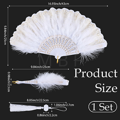 Plastic Folding Fan with Tassels AJEW-WH20130-170A-1