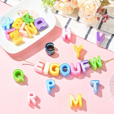 26Pcs 26 Styles UV Plating Opaque Acrylic European Beads OACR-YW0004-32-1