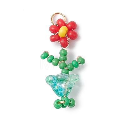 Glass Seed Beaded Pendants PALLOY-MZ01091-1